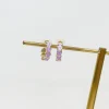 Gold & Enamel Heart Hoop Earrings - Purple