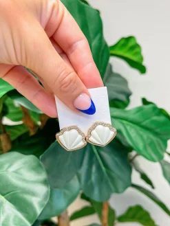 Gold & Glitzy Seashell Statement Studs
