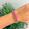 Gold & Hot Pink Stack Stretch Bracelet Set