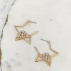 Gold & Pearl Star Hoop Earrings