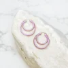 Gold Ball Double Hoop Earrings - Lavender