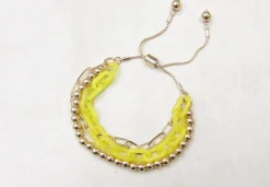 Gold Bead & Chunky Chain Layer Bracelet - Yellow