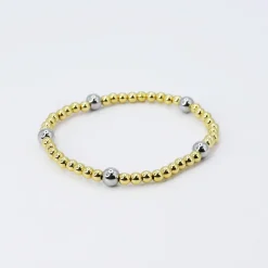 Gold Beaded Silver Accent Ball Bracelet by Treasure Jewels