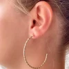 Gold Beaded Skinny Hoop Earrings - Mint