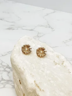 Gold Daisy Stud Earrings