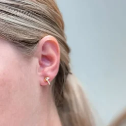 Gold Dipped Crystal Mushroom Stud Earrings