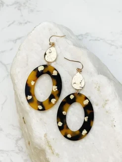 Gold Fleck Tortoise Dangle Earrings