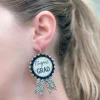 Gold Glitter Ribbon 'Congrats Grad' Dangle Earrings