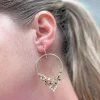 Gold Hoop Triangle Dangle Earrings