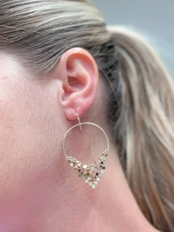 Gold Hoop Triangle Dangle Earrings