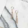 Gold Huggie Hoop Crystal Drop Earrings - Clear