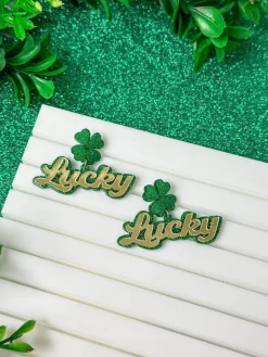 Gold 'Lucky' Clover Dangle Earrings