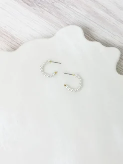 Gold Plated Pearl Hoop Earrings