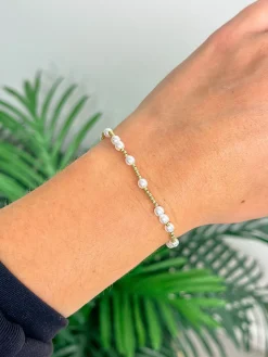 Gold Plated Pearl Stretch Bracelet