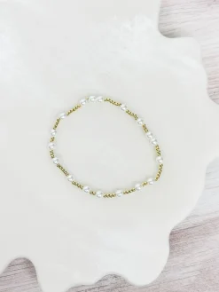 Gold Plated Pearl Stretch Bracelet