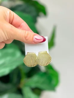 Gold Plated Shell Stud Earrings