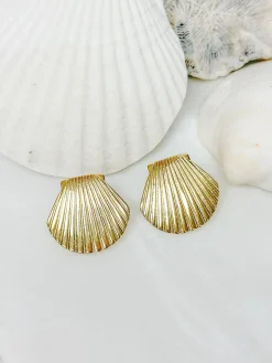 Gold Plated Shell Stud Earrings