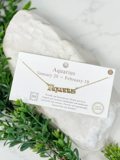 Gold Script Zodiac Necklaces