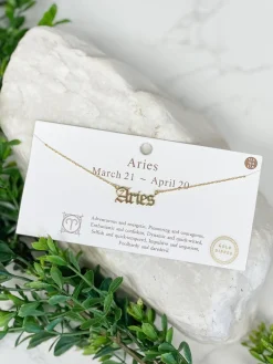 Gold Script Zodiac Necklaces