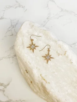 Gold Star Dangle Earrings