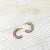 Gold Threaded Hoop Earrings - Lavender