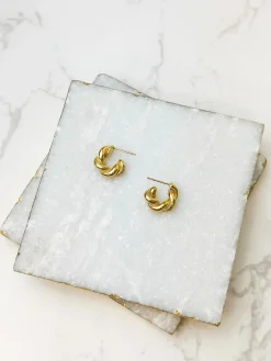Gold Twist Hoop Earrings