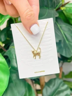 Gold-Dipped Kitty Cat Pendant Necklace