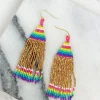 Golden Rainbow Fringe Dangle Earrings