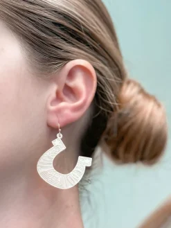 'Good Luck' Cutout Horseshoe Dangle Earrings