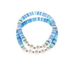 'Good Vibes' Stretch Bracelet Set - Blue Multi