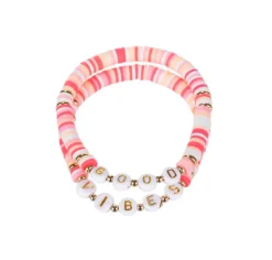 'Good Vibes' Stretch Bracelet Set - Pink Multi
