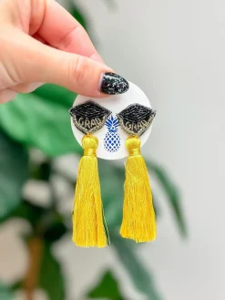 Graduation Cap Tassel Dangle Earrings