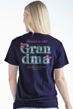 'Grandma' Blue Rose & Bows Short Sleeve Tee by Simply Southern