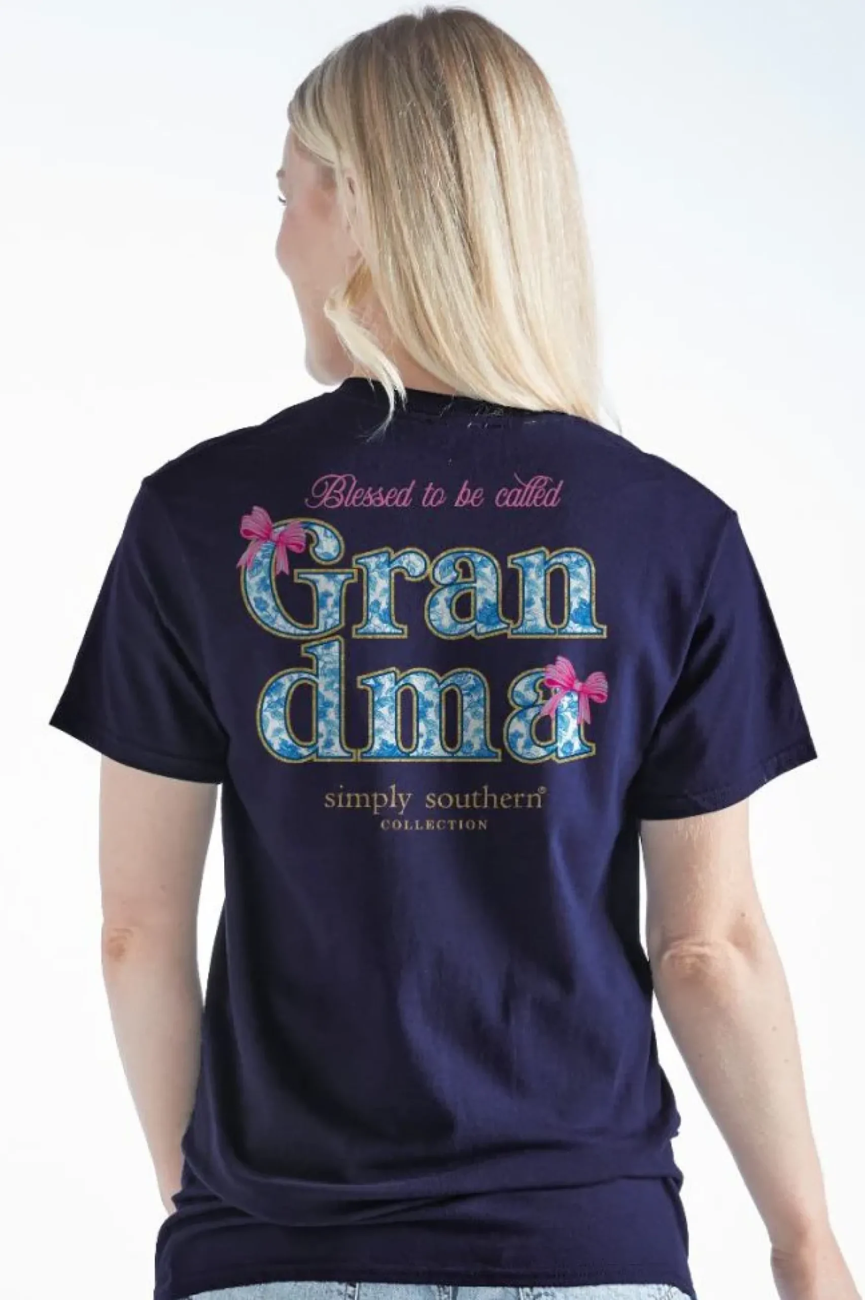 'Grandma' Blue Rose & Bows Short Sleeve Tee by Simply Southern
