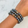 Gray Pearl Beaded Bracelet Stack
