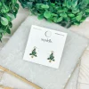 Green Christmas Tree Stud Earrings
