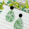 Green Confetti Teardrop Dangle Earrings