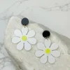 Groovy Glitter Flower Dangle Earrings - White