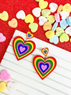 Growing Rainbow Heart Dangle Earrings