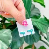 Hair Blow Dryer Signature Enamel Stud Earrings - Mint