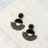 Half Moon Clay Dangle Earrings - Black Multi