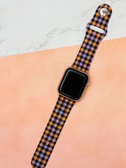 Halloween Plaid Printed Silicone Smart Watch Band - S/M