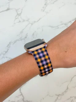 Halloween Plaid Printed Silicone Smart Watch Band - S/M