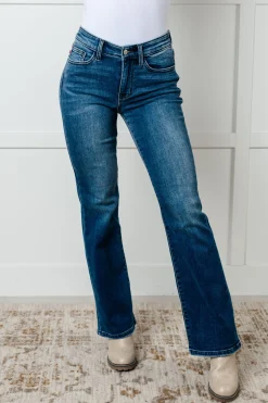 Hannah Mid Rise Thermal Bootcut Jeans by Judy Blue
