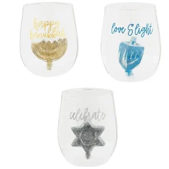 Hanukkah Glitter Wine Glasses by Mud Pie