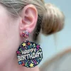 'Happy Birthday' Fireworks Glitter Dangle Earrings