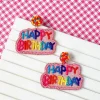 'Happy Birthday' Seed Bead Embroidered Dangle Earrings