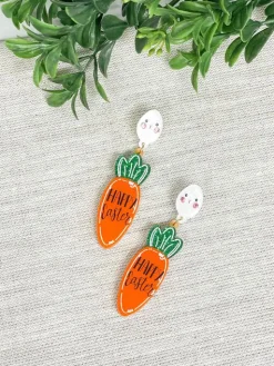 'Happy Easter' Carrot Dangle Earrings