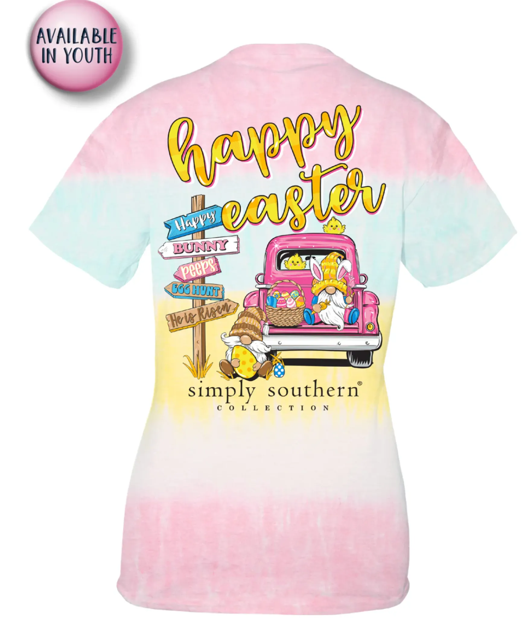 'Happy Easter' Gnome Short Sleeve Tie Dye Tee by Simply Southern