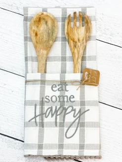 Happy Towel Salad Set by Mud Pie - Eat Some Happy
